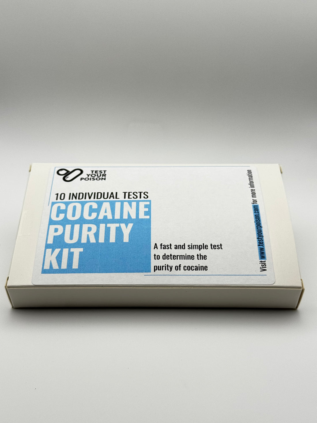 Cocaine purity test kit box on a gray background