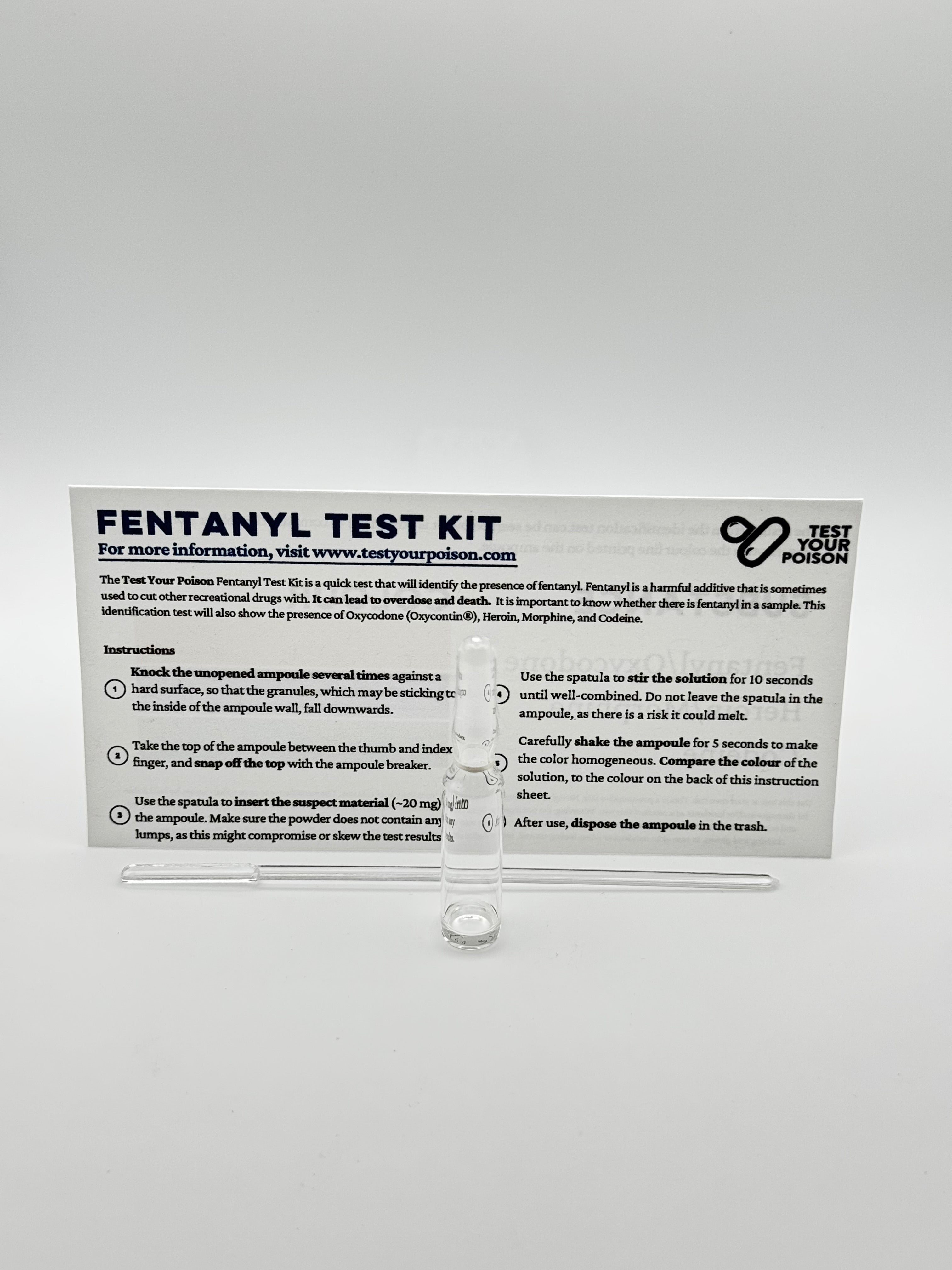 Fentanyl test kit on a white background