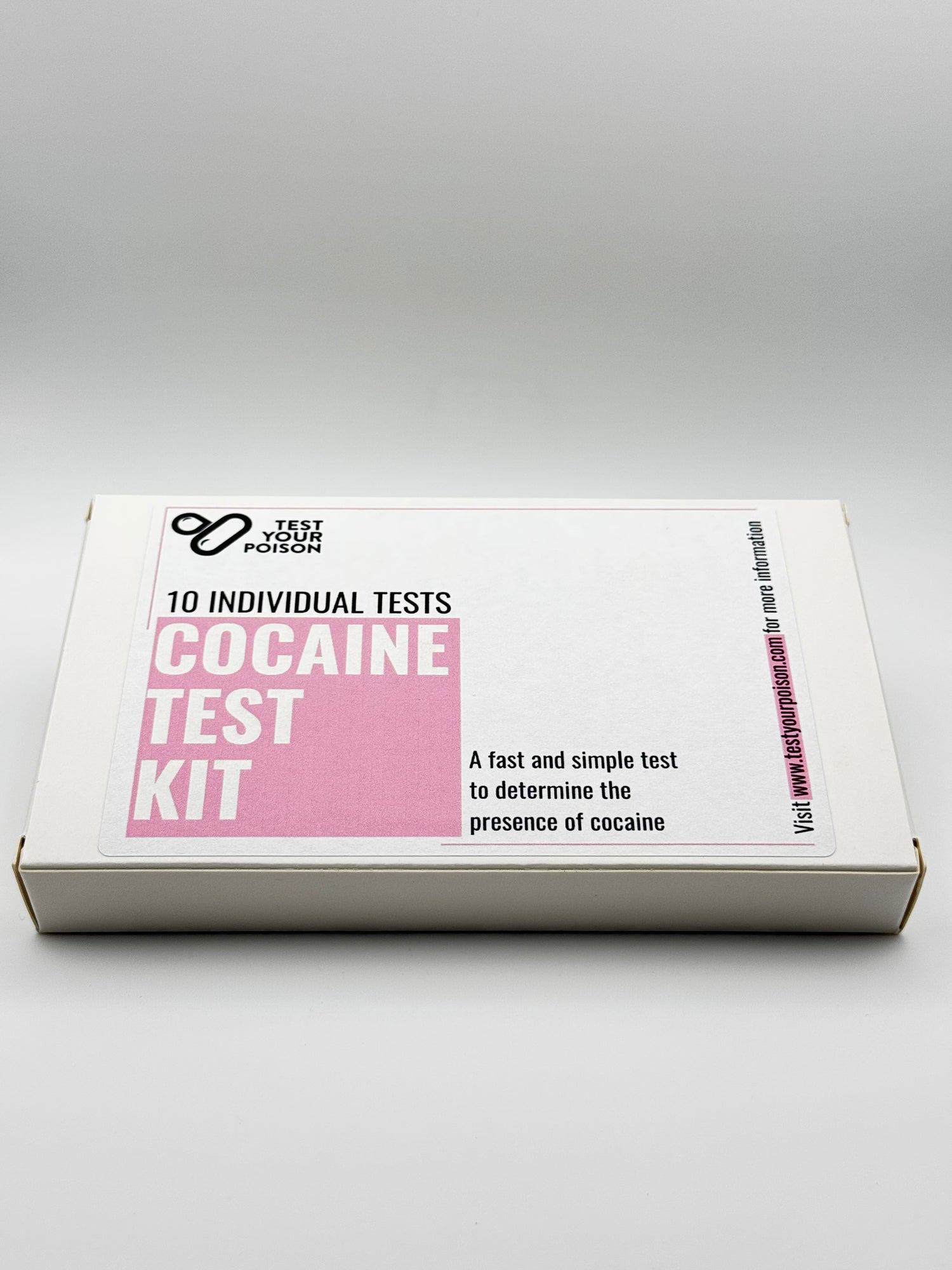 Cocaine test kit box on a white background