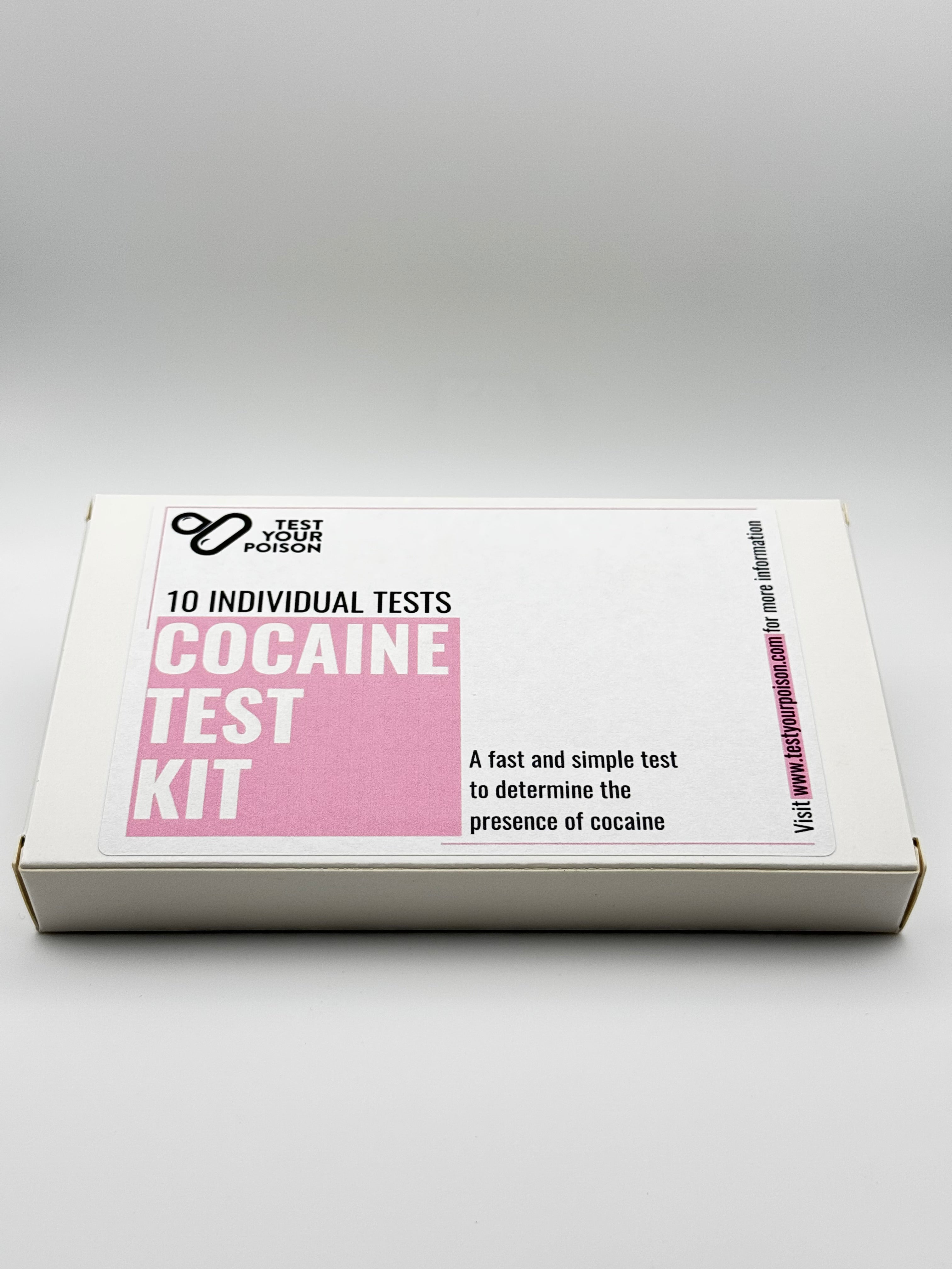 Cocaine test kit box on a white background