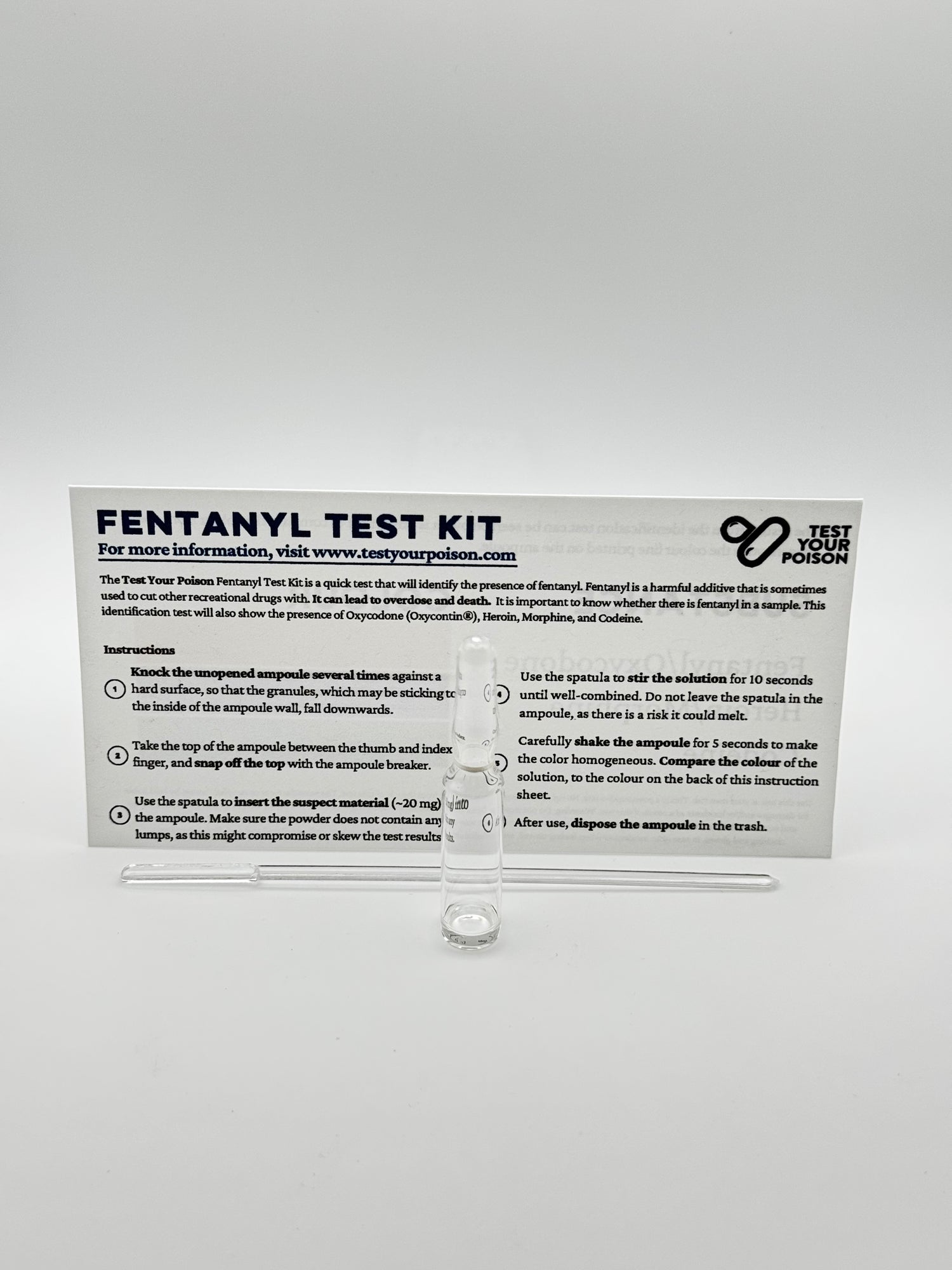 Fentanyl test kit on a white background