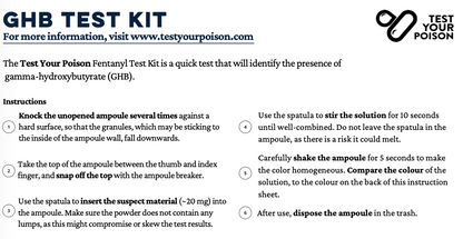 GHB Test Kit instructions sheet