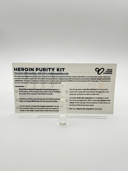 Heroin purity kit with text on a white background