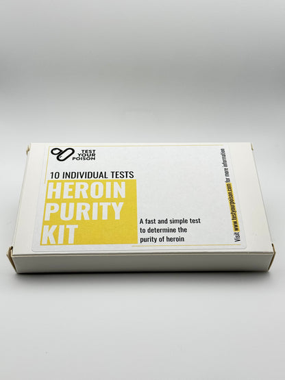 Heroin purity test kit on a gray background