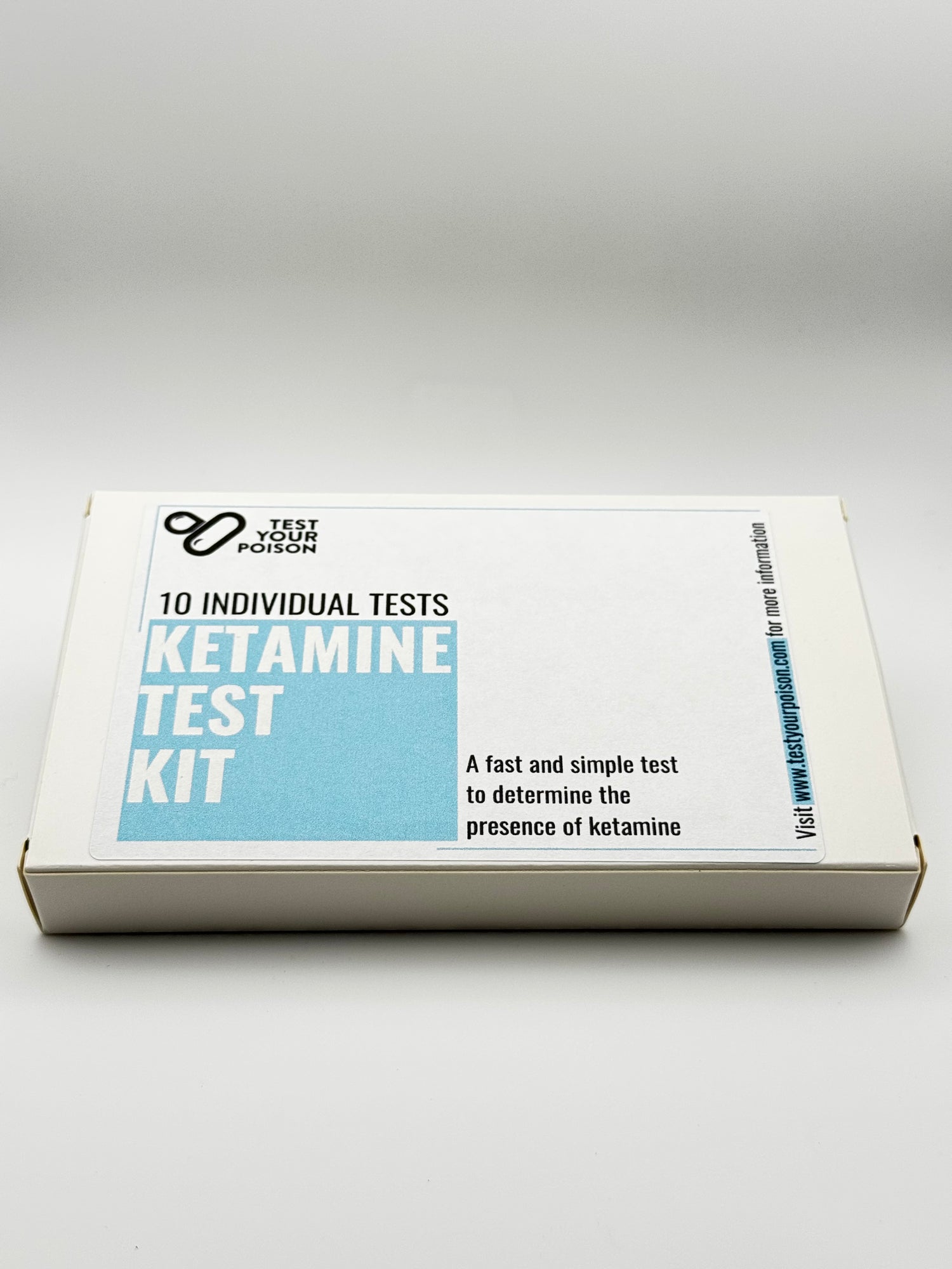Ketamine test kit box on a white background