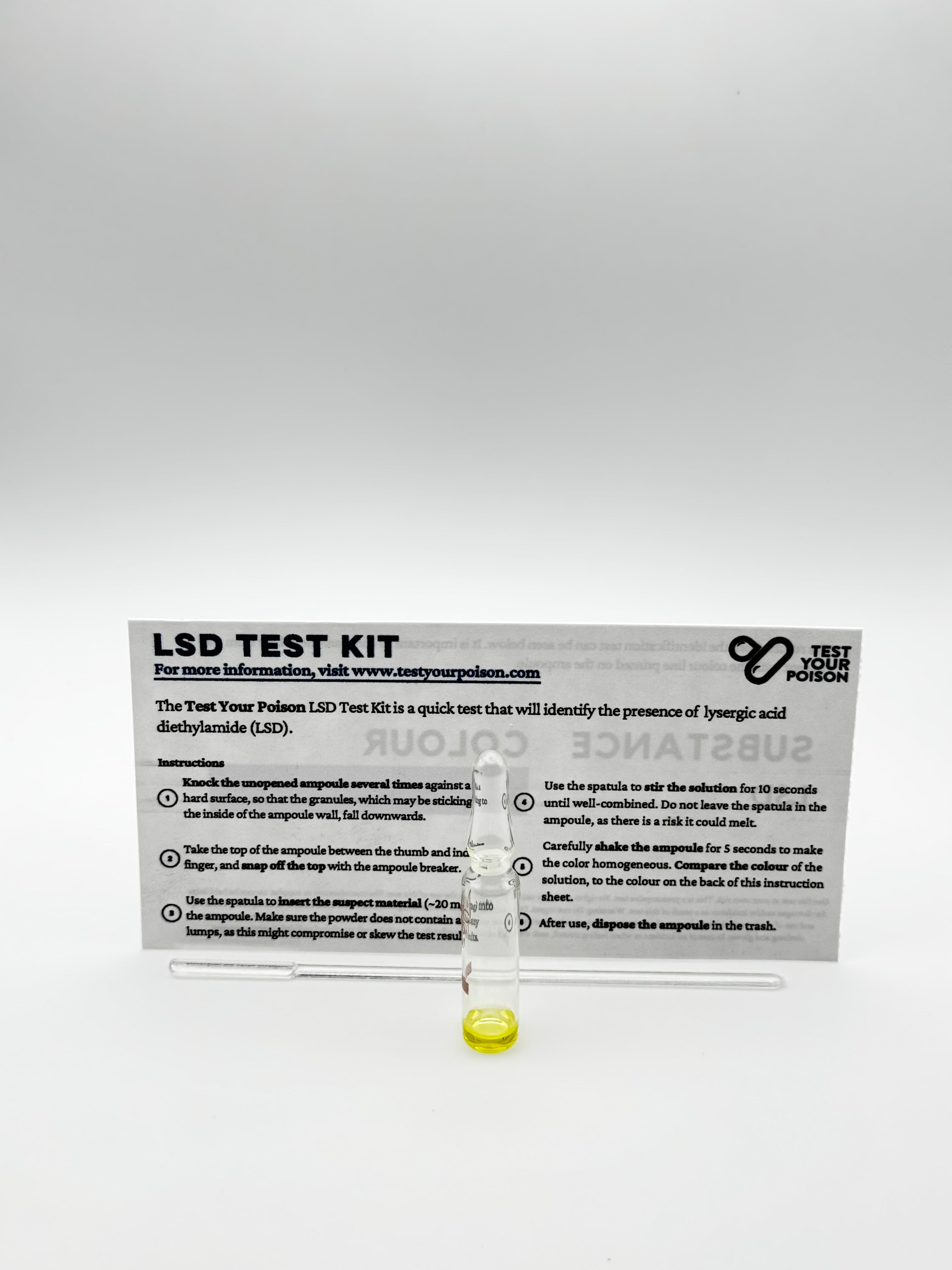 LSD test kit on a white background