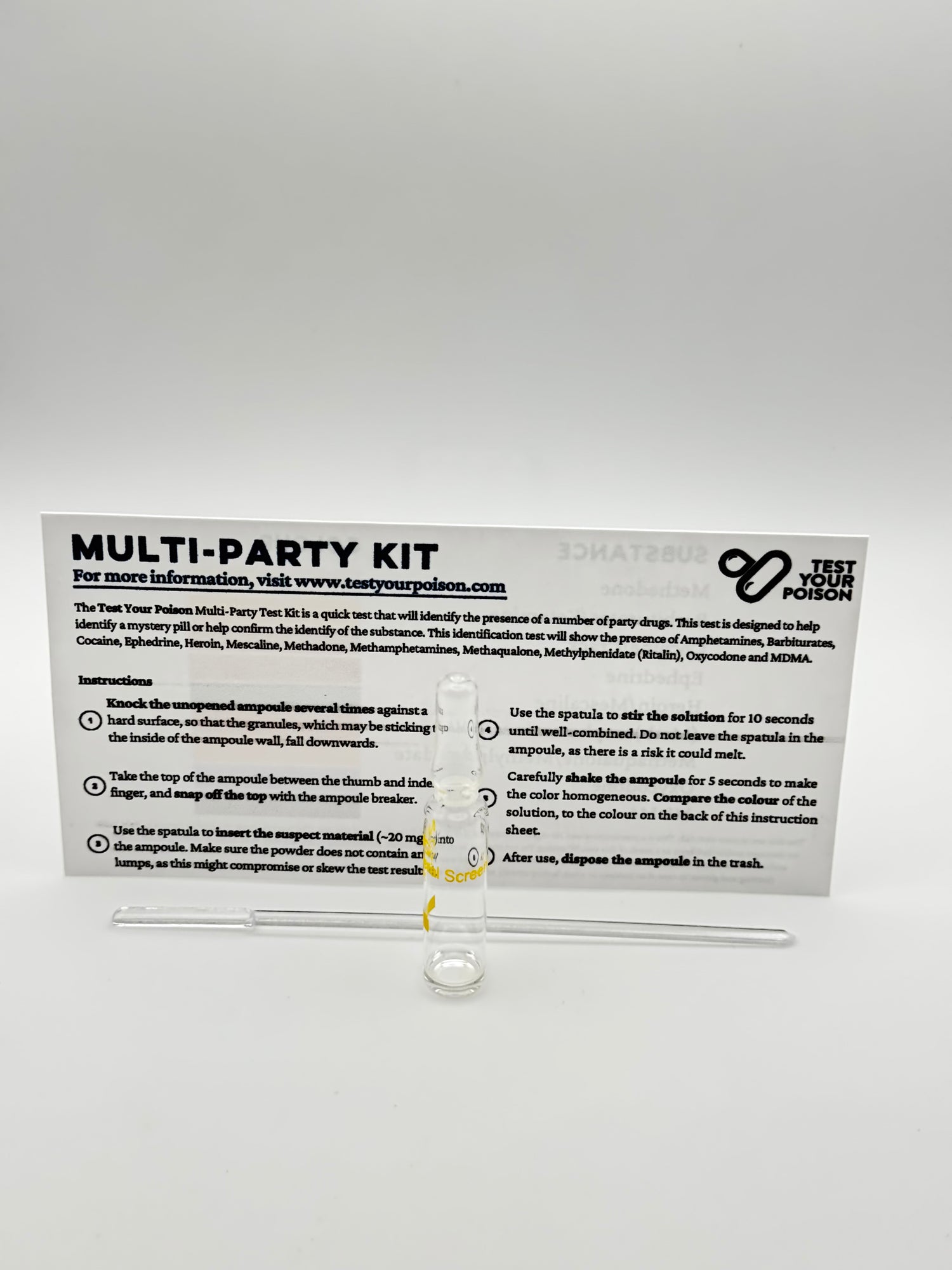 Multi-Party test kit on a white background