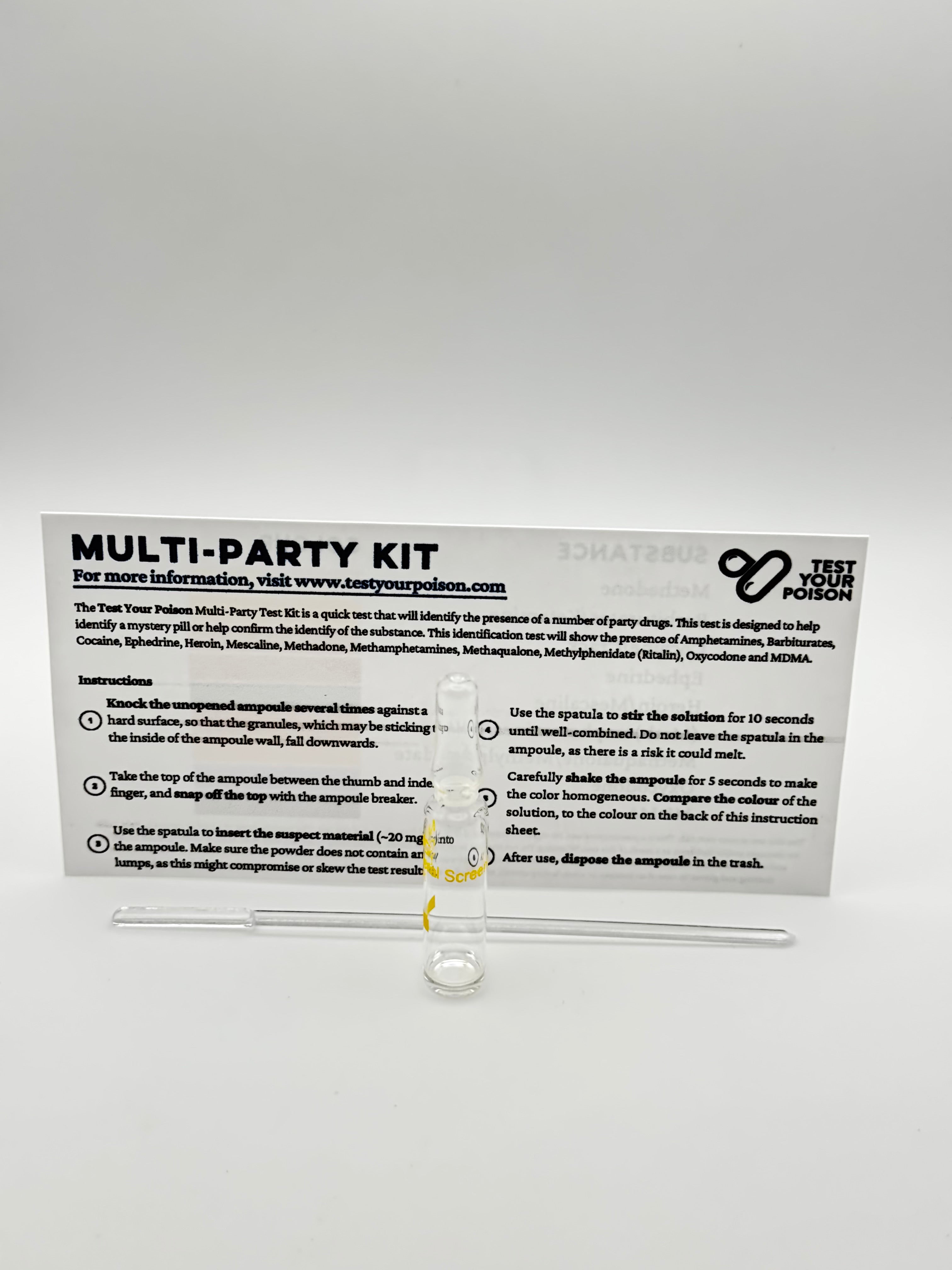 Multi-Party test kit on a white background