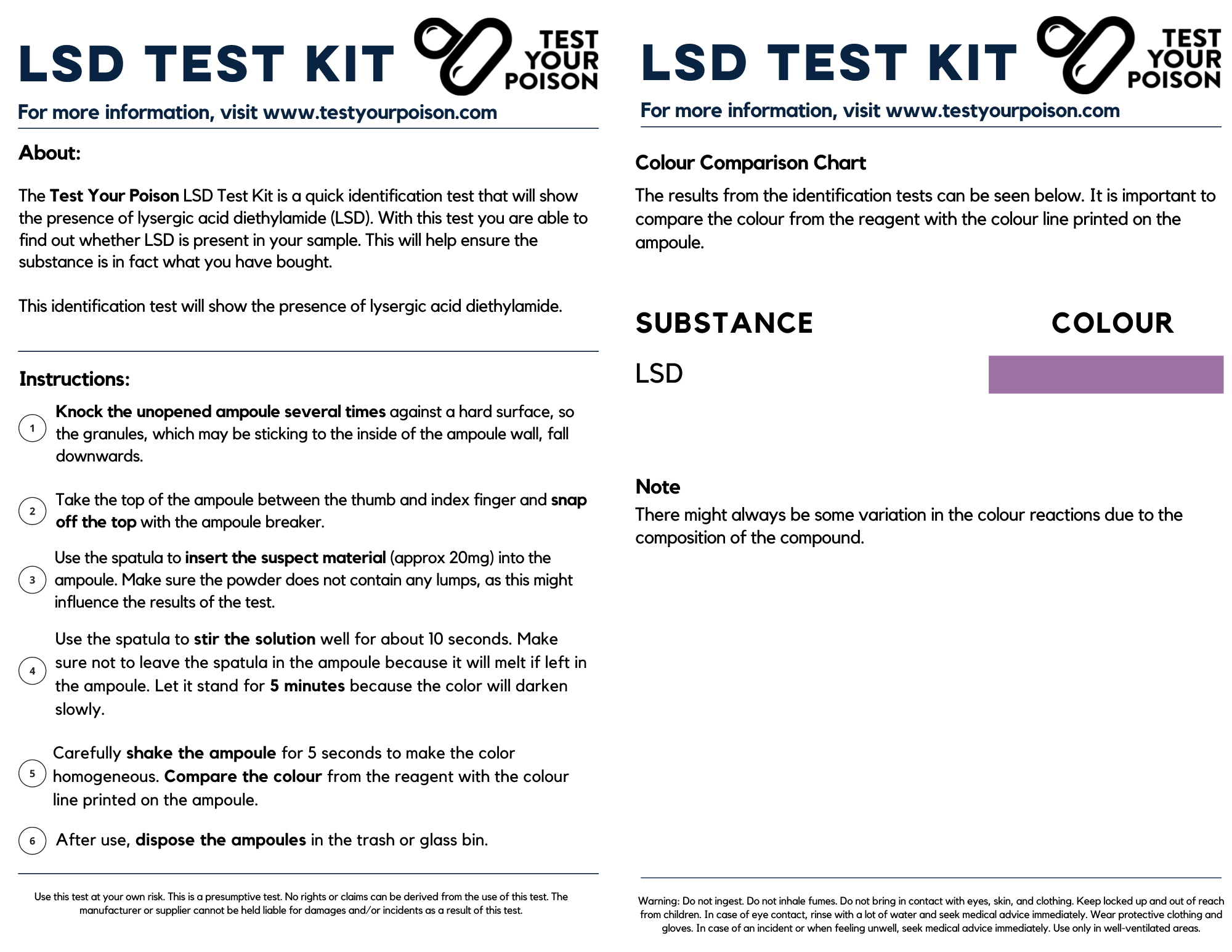 LSD Test Kit Instructions